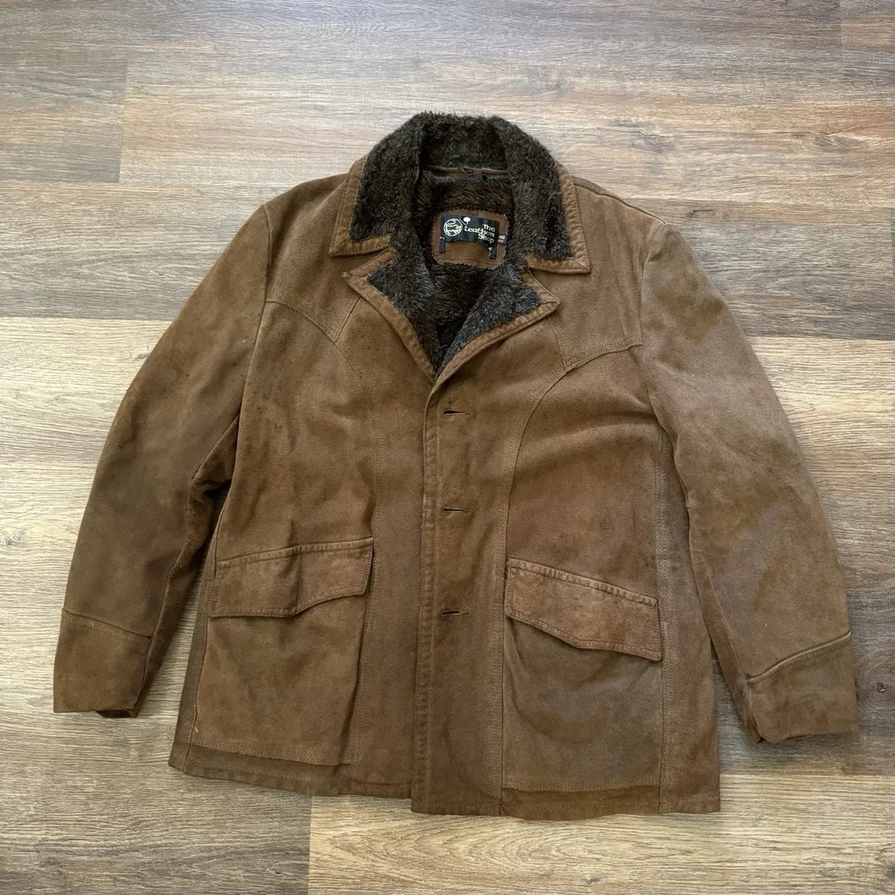 The Leather Shop Fur Lined Coat Sz 46 FAIR